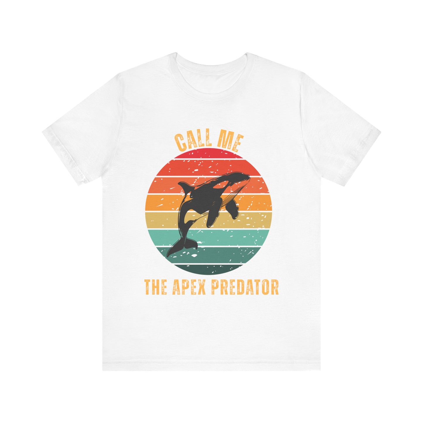 Retro Sunset Orca T-Shirt – Call Me The Apex Predator in White