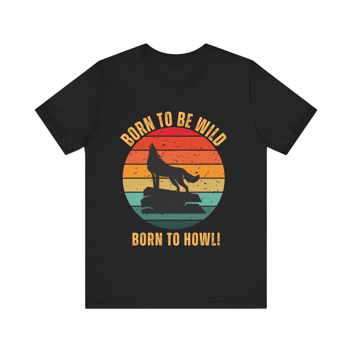 Retro Sunset Howling Dog T-Shirt – Funny Dog Lover Tee in Black