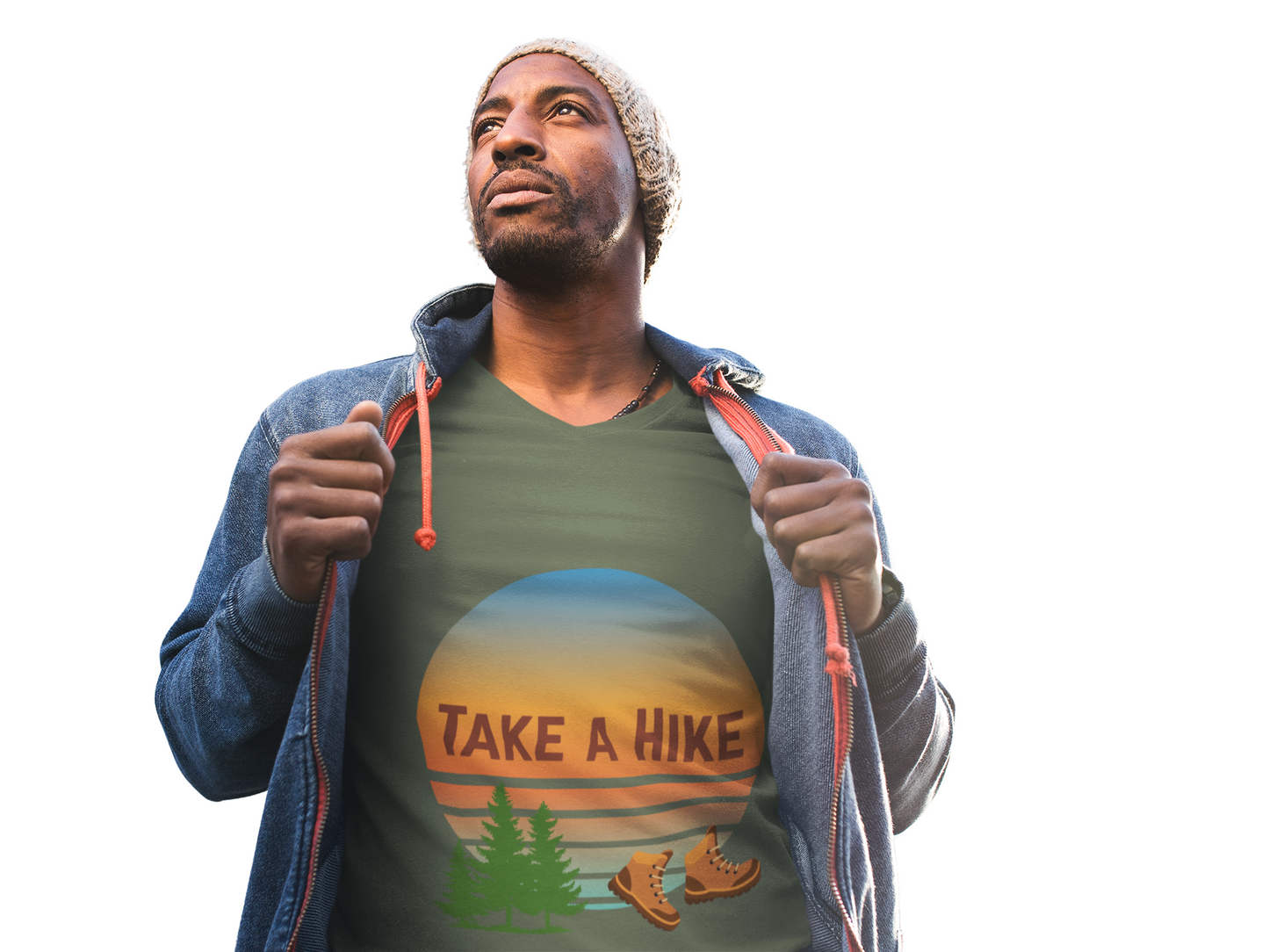 Person wearing Take a Hike t-shirt – funny hiking and nature lover unisex shirt