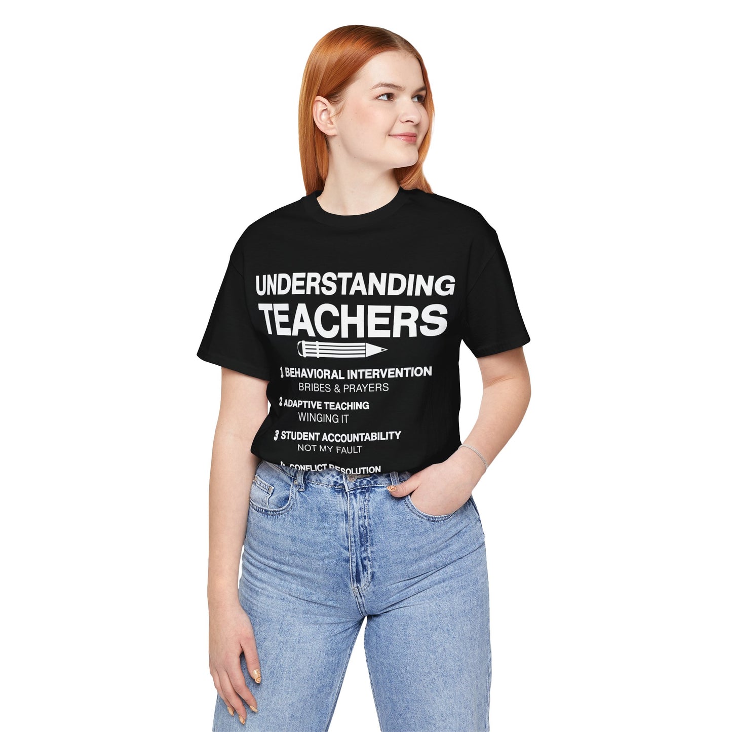 Unisex t-shirt with 'Understanding Teachers' quote – perfect gift for educators in Black
