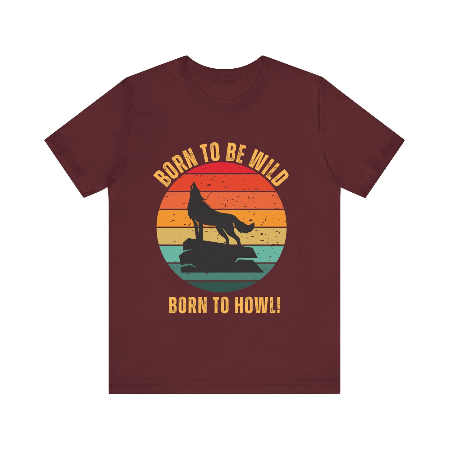Retro Sunset Howling Dog T-Shirt – Funny Dog Lover Tee in Maroon