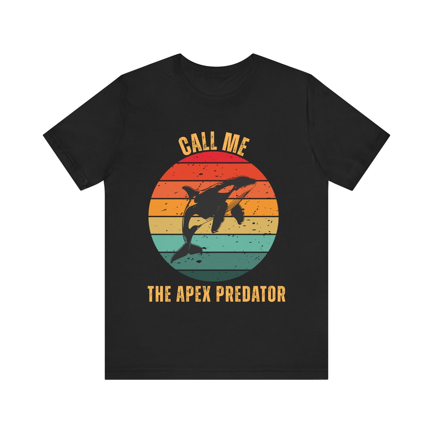 Retro Sunset Orca T-Shirt – Call Me The Apex Predator in Black