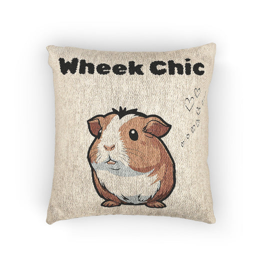 “Wheeek Chic” guinea pig woven pillow – cute animal lover accent cushion