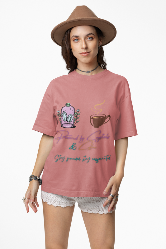 Powered by Crystals and Coffee t-shirt – witchy spiritual unisex shirt for crystal lovers