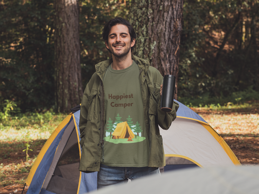 Happiest Camper t-shirt – funny camping unisex tee for outdoor lovers and hikers