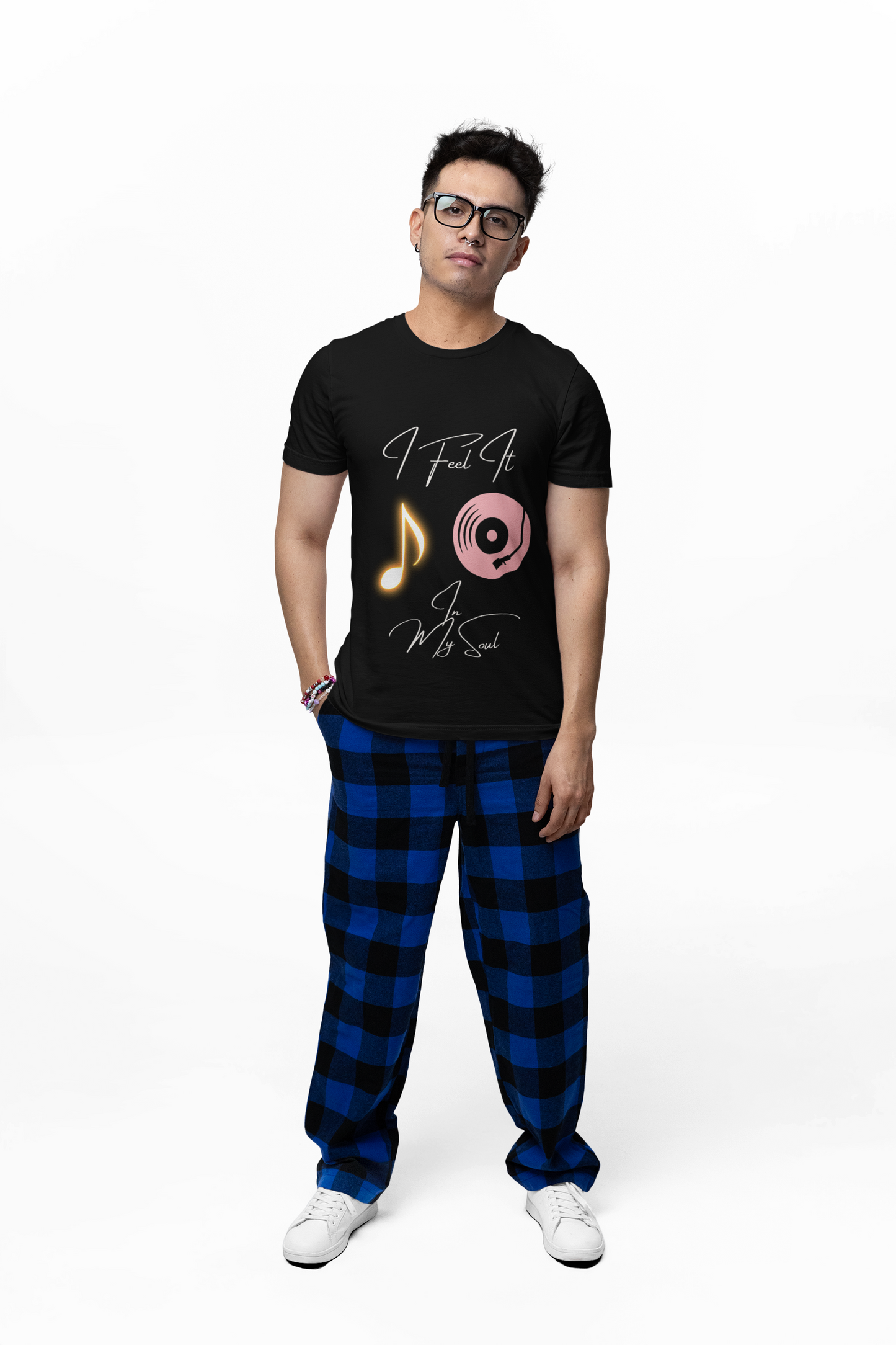 Person wearing I Feel It In My Soul t-shirt – emotional music lover shirt for men and women