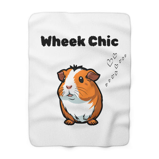 “Wheek Chic” sherpa fleece blanket for guinea pig lovers and pet parents