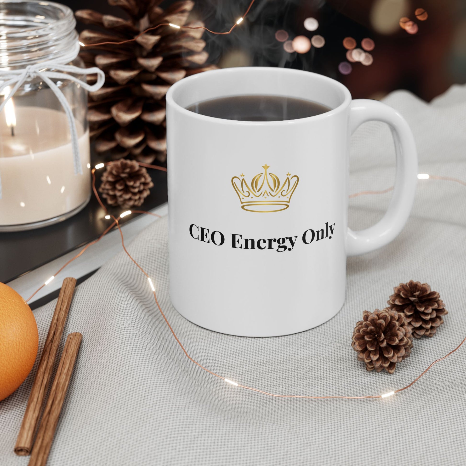 Minimalist black text mug for girl bosses and business owners