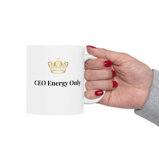 “CEO Only” white ceramic coffee mug – boss gift for entrepreneurs